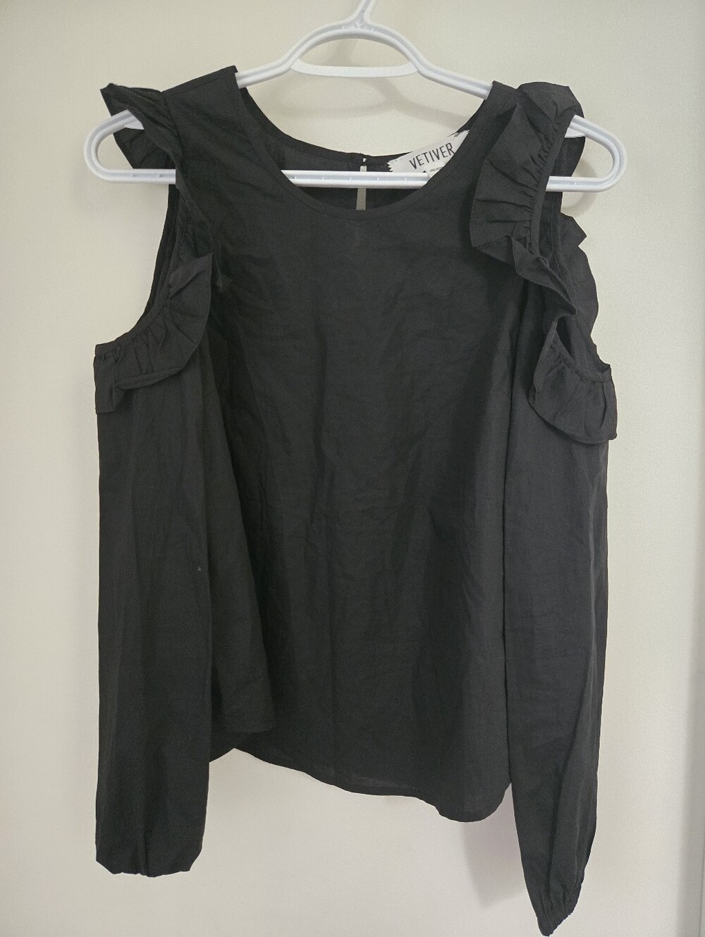Ladies Ruffle Cold-Shoulder Blouse